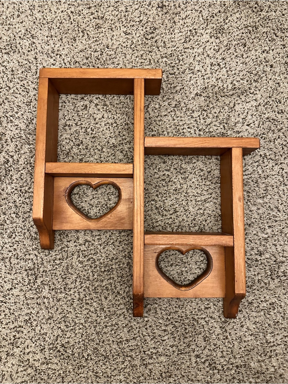 Vintage Wooden Heart Cutout Wall Shelf